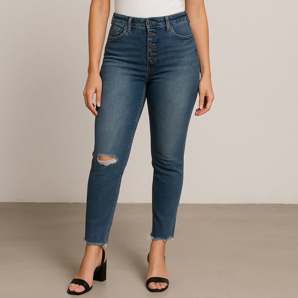 A195 • KUT High Rise Button Fly Skinny Jeans